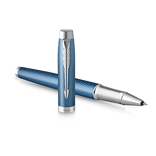 Waterman - Frasco Tinta Cristal 50 Ml Azul En Oferta Parker Im Bolígrafo Roller | Azul-Gris Premium Con Adornos Cromados | Punta Fina Con Recambio De Tinta Negra | Estuche De Regalo
