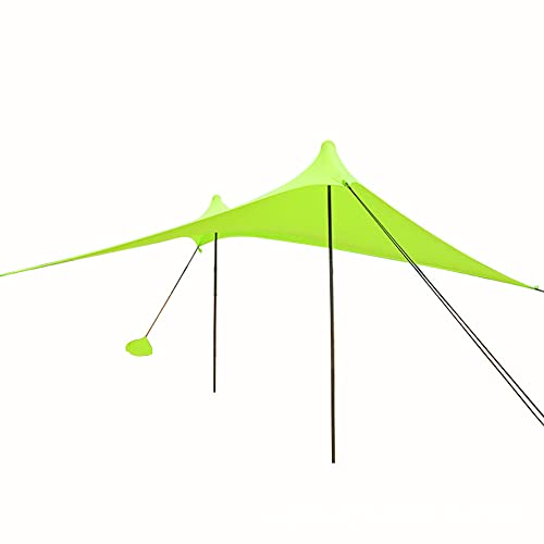 Snsowed ビーチテントサンシェルター サンバッグ付き キャンプ 釣り ハイキング バックヤード ビーチ パーク (緑 #-3)