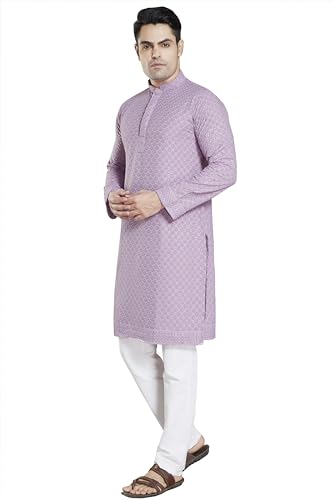 Image of DIVISIVE Men's Sequince Embroidered Cotton Blend Slim Fit Kurta Pyjama Set