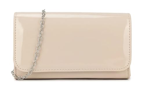 A2ZUKFASHION Bolso de mano de charol con asa superior para mujer, para boda, fiesta, graduación, noche, hombro, pálido/nude