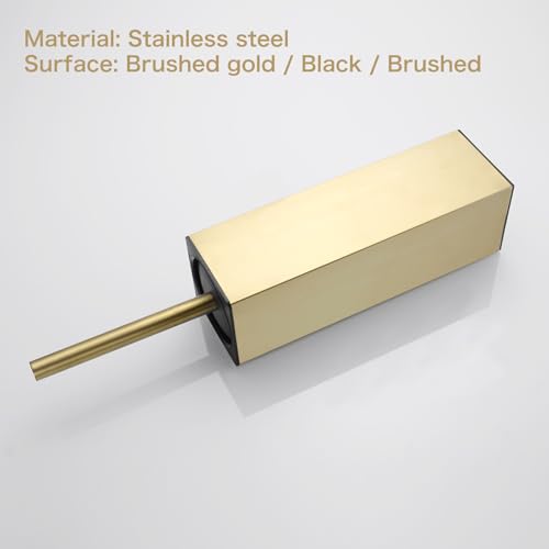 Image of Gold Toilet Brush Upright Toilet Brush, Square Toilet Cleaner, Toilet Brush Holder Set Brushed