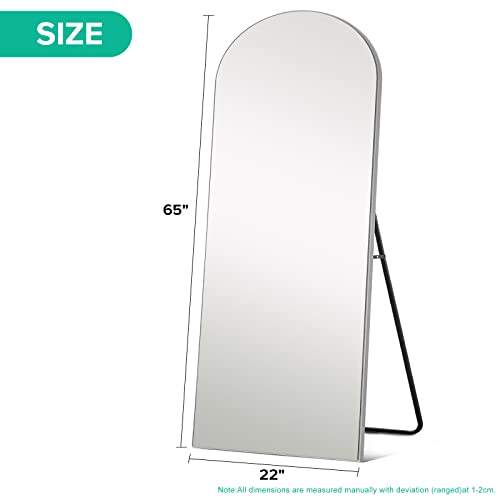 Image of PexFix Arched Full Length Mirror, 65''x22'', Floor Standing, Contemporary Style, Silver Wood Frame