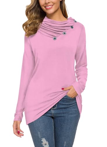 Image of WEACZZY Women's Long Sleeve Shirts Button Cowl Neck Casual Loose Tunic Tops Blouse Dressy Fashion 2026