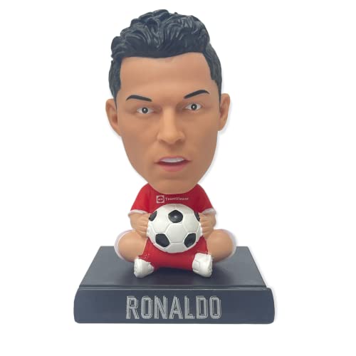 Image of AUGEN Super Hero Ronaldo Red Action Figure Limited Edition Bobblehead with Mobile Holder for Car Dashboard, Office Desk & Study Table (Pack of 1)(Plastic)