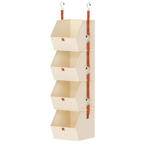Organizador de armario – Organizador de armario de 4 niveles y almacenamiento | Cajas de contenedores de cubos que ahorran espacio para el hogar, dormitorio, habitación, ropa, tocador, garaje