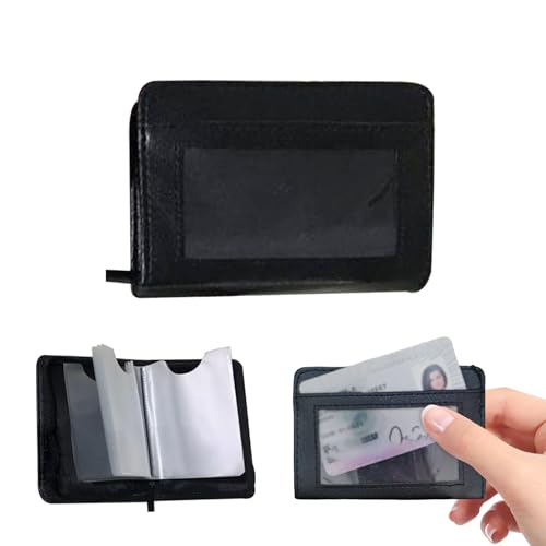 Credit Card Holder for Women 6.5x4.1x0.8 Inch Zip Wallet Easy to Use Credit Card Wallets for Women PU Leather Black Card Wallets for Women Men Card Storage,Card Wallets for Women