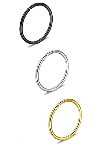 Image of Via Mazzini Surgical Steel 8mm No Rusting Pack Of 3 Pcs Clip-On Non-Pierced Nose Ring For Women And Girls (NR0148) 3 Pcs