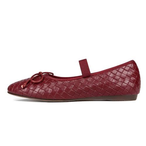 Woven Ballet Flats for Women Round Toe Bow Mary Jane Flat with Strap Comrtable Casual Dressy Shoes2