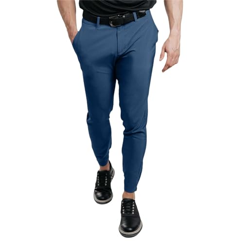 Pantalones de trabajo formales inteligentes para hombre, cintura elástica, esenciales, de corte clásico, resistentes a las arrugas, ligeros, cómodos, transpirables, minimalistas, azul, XXL