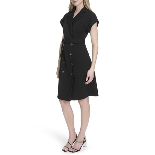 Calvin Klein Women's Short Sleeve Collared Scuba Crepe Jacket Dress3