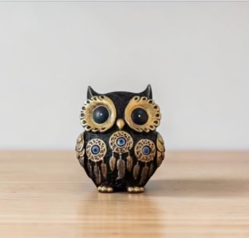 Image of Evil Eye 4 Inch Owl Statue for Good Luck l Feng Shui & Vastu II Evil Eye II Showpiece for Home Decor (Black, 4 inch)