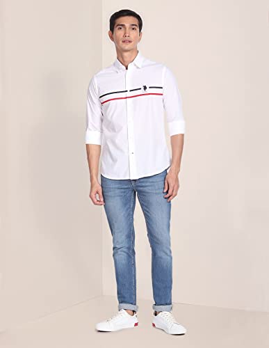 Image of U.S. POLO ASSN. Striped Regular Fit Cotton Shirts for Men - Full Sleeve Mens Casual Shirts