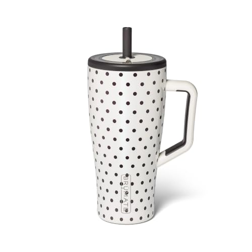 Image of BruMate Era 30 oz Tumbler with Handle & Straw | 100% Leakproof Insulated Water Bottle Tumbler with Lid & Flexible SoftSip Straw | Made of Stainless Steel | Cup Holder Friendly | 30oz (Polka Pearl)
