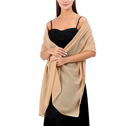 Chal de estola de seda para mujer, pashmina para bodas, fiestas nocturnas, ceremonias, chal de polillas (dorado, talla única)