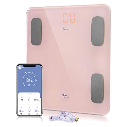 himaly Body Fat Scale, Smart BMI Scale Digital Bathroom Wireless Weight Scale, Body Monitor Health Composition Analyzer with Smartphone App sync with Bluetooth-Compatible, 400 lbs - Pink Cover