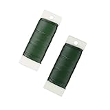 Yuzhiye 緑 リースワイヤー 25＃ 塗装鉄線 50m ブーケ 造花 花資材 園芸用品 クリスマス 手芸 2個セット (グリーン, 太さ0.5mm 長さ50m)