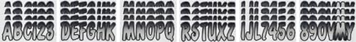 Image of Hardline Products USA Series 200 Boat Registration Numbers Kit - 3 Inch Silver & Black Gradient Marine Vinyl Decals - USCG Compliant Lettering & Stickers for Boats, PWC, Jet Ski, Pontoon - 146 Piece