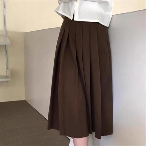 Women Pleated Woolen Skirts Thick Warm Preppy Style Faldas Mujer Korean A-Line Long Skirt2