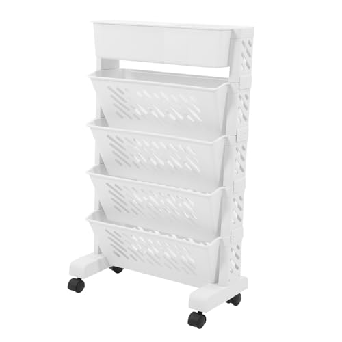 Libreria con ruote: il bel colore e la struttura ragionevole di questo scaffale portaoggetti si abbinano a molti tipi di stili di arredamento, carrello organizer con ruote