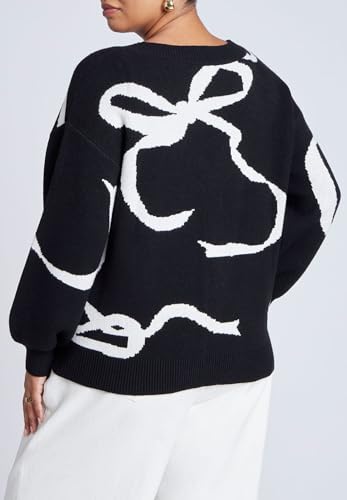 ELOQUII Women's Plus Size Bow Print Cardigan2