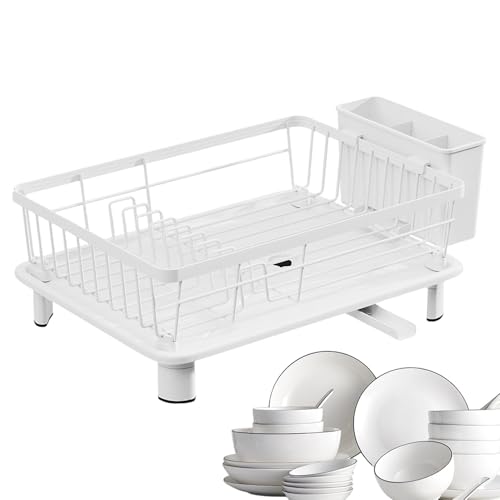 Escurridor de platos, estante grande para platos | Estante de cocina de metal, soporte extraíble de acero al carbono, estante de cocina, estante antideslizante con boquilla