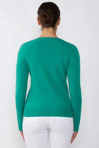 Image of JENNIE LIU Women's 100% Pure Cashmere Long Sleeve Pullover V Neck Sweater
