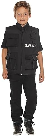 SWAT Vest Costume Mens FBI Cops Military Army Fancy Dress Police Outfit