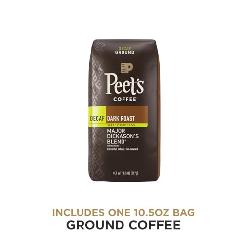 Peet's Coffee, Dark Roast Ground Coffee - Decaf Major Dickason's Blend 10.5 Ounce Bag
