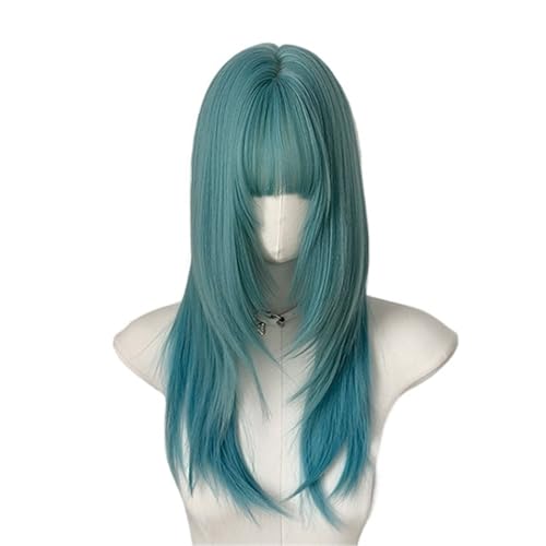 Perruque cheveux longs raides femme avec couvre-tête haut complet lisse