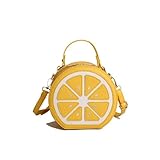 Generisch Monedero de frutas PU lindo redondo bolso de mano bolso de mano bolso de mano bolso de mano bolso de mano bolsa de limón de moda para mujeres y niñas bolso de frutas, amarillo