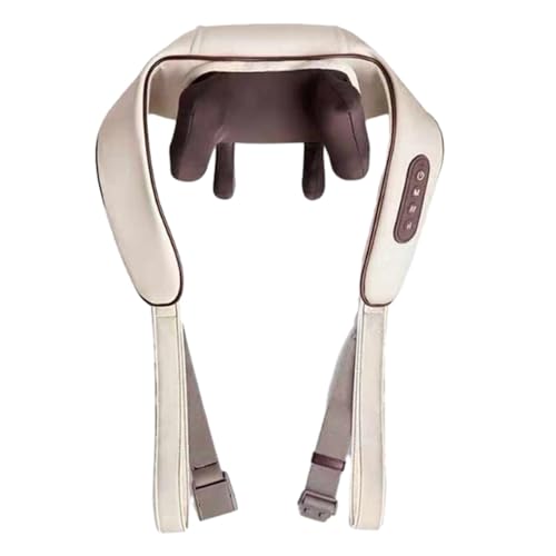 predolo Electric Massager for Back with Heat, Portable Neck and Shoulder Massage Device, Beige Brown