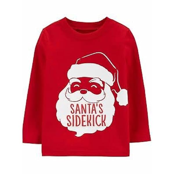 Carter's Infant & Toddler Santa's Sidekick Christmas Long Sleeve Shirt (18 Month) Red