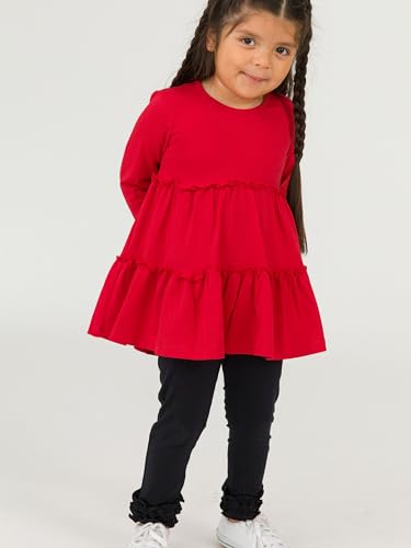 Image of RuffleButts Baby /Toddler Girls Long Sleeve High Low Flowy Ruffle Tunic Top