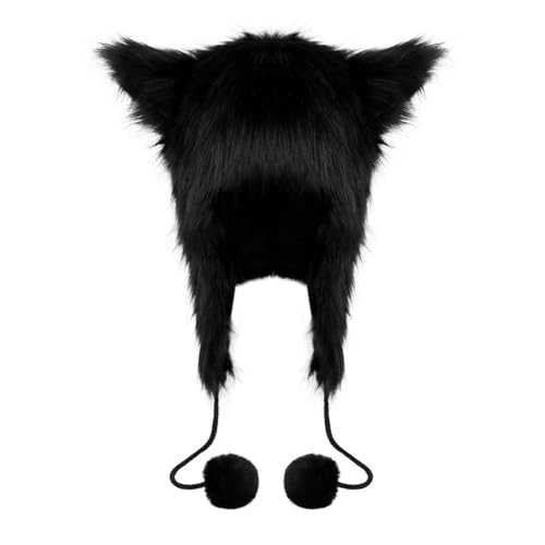 Hkfgdjdl Chapeau en peluche, oreilles de chat en peluche, chapeau chaud en fourrure pour Halloween, cosplay, accessoire de fête, chapeau d'hiver coupe-vent