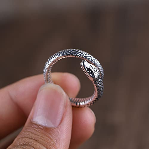 Bague serpent argent 925 vintage au style rétro ciselé unique - 7