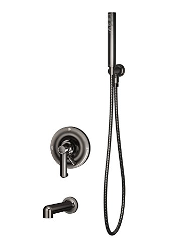 Symmons S-5304-BLK-2.0 Museo Grifo Monomando para bañera y Ducha de Mano con desviador Integral en Grafito Pulido, Negro