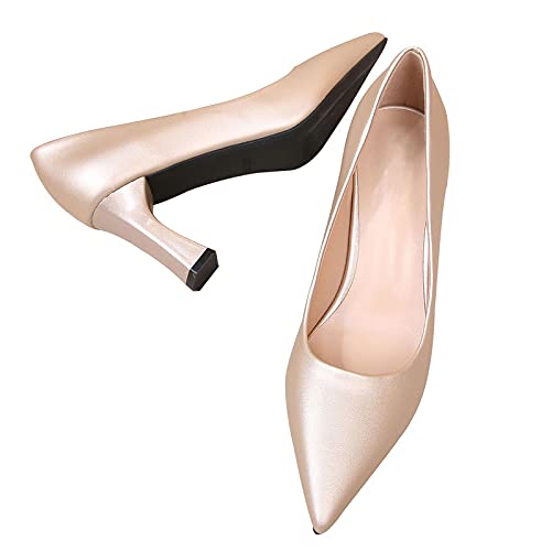 SAILING LU Chunky OL High Heels Womens Heeled Pump Shoes for Women Comfort Black Work Heels Yellow