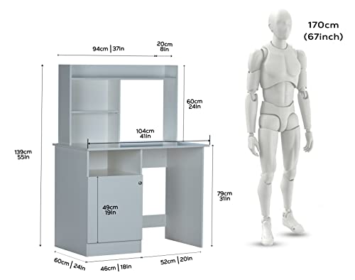 DeckUp Zeus Engineered Wood Study & Computer Table and Office Desk (White, Matte Finish) - Image 2