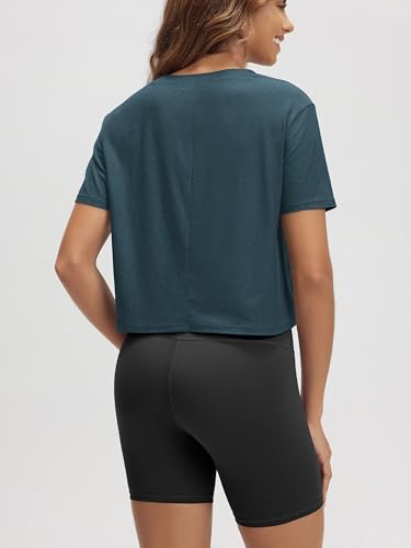 Image of ODODOS Women's Performance Cropped Tee Ultra Soft odSTRATUM Tech Short Sleeve Relaxed Top Crew Neck T-Shirts