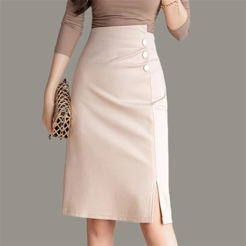 Spring Summer Buttons Women's Wrap Midi Skirts High Waist Style Workwear Front Split Slim Pencil Skirts2