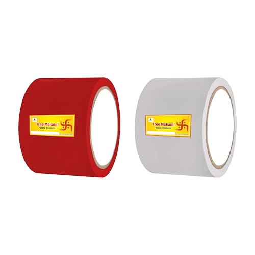 Image of Vastu Red - White Tape | Size - 3 Inch (72 mm) Approx | Length- 20 Meter (Approx) | Vastu Tape Remedy for Toilet | Vastu Tape for Main Door | Tape Remedy | Pack of 2