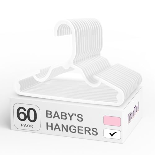 Image of SMARTOR 60 Pack Baby Hangers - 11.7 Inch Plastic Baby Hangers for Daily Use - White