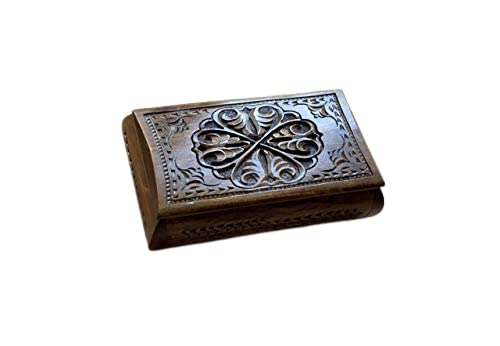 Handmade Armenian Jewelry Box made of Walnut wood (Hardwood) with Beautiful Ornaments, Gift, Souvenir, Carved Wooden Box