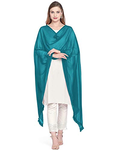 Women's Solid Teal Blue Chiffon Dupatta (Free Size)…2