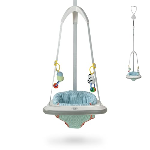 Graco Bumper Doorway Jumper in Caravan colorway with play tray and seat