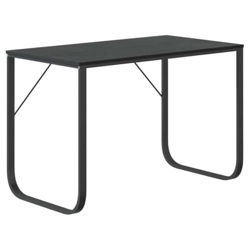Bureau d'ordinateur robuste en bois et métal structure noire moderne de style industriel - 4