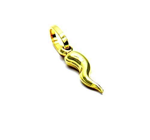 Lunghezza mm 21 PEGASO GIOIELLI - Ciondolo Oro Giallo 18kt (750) Pendente Piccolo Corno Cornetto Lucido Mini Portafortuna Uomo Donna Bambini