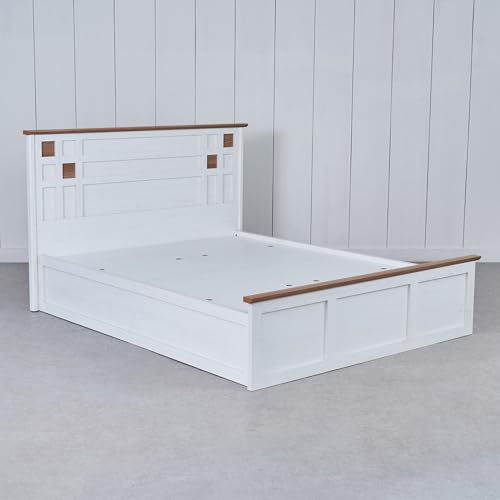 Image of Home Centre Santorini Pearl King Bed with Hydraulic Storage - White