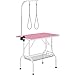 Yaheetech 36' Dog Grooming Table, Adjustable Pet Foldable Grooming Table w/Double Loops/Mesh Tray Maximum Capacity Up to 220lbs, Pink