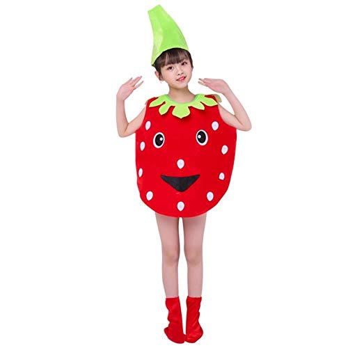 Natale dei Bambini del Costume della Ragazza del Ragazzo della Fragola del Fumetto Costume del Partito di Halloween Vestire for Il Festival Prestazioni Evento del Partito di Ruolo 150 Centimetri
